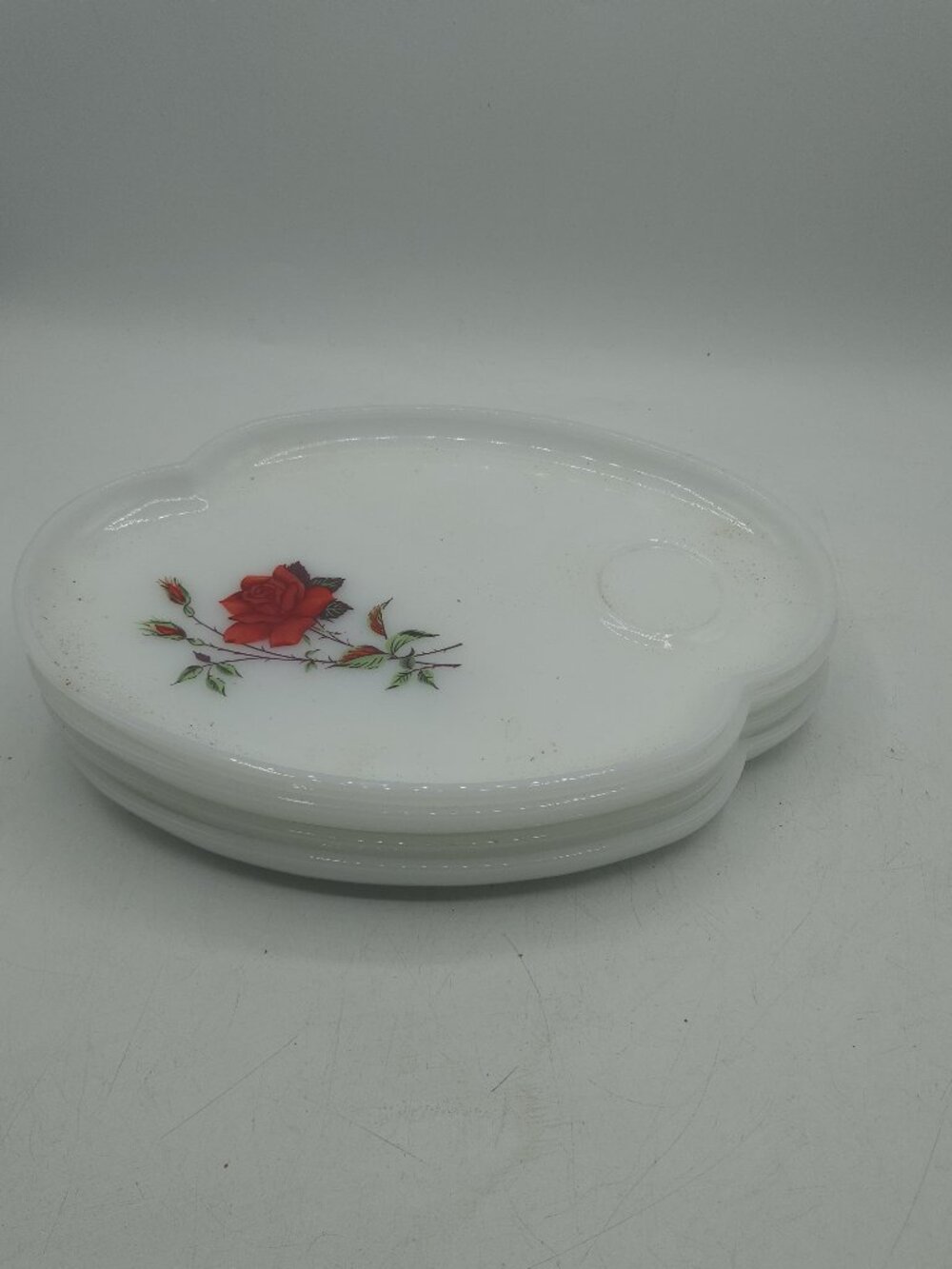 Vintage Rosecrest Milk Glass Luncheon Plate by Federal Glass Company Rose Motif